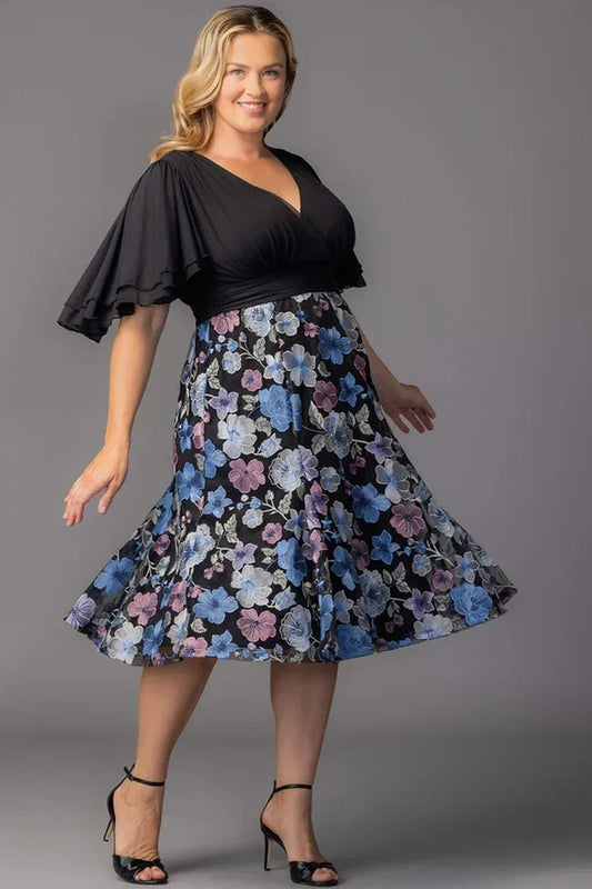 Lillian Embroidered Cocktail Dress - Floral Frolic - Plus
