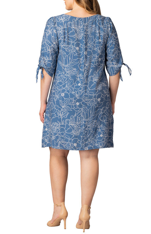 Manhattan Shift Dress - Blue Floral - Plus