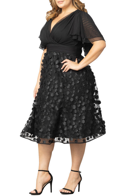 Pretty Petals Mesh Cocktail Dress - Plus