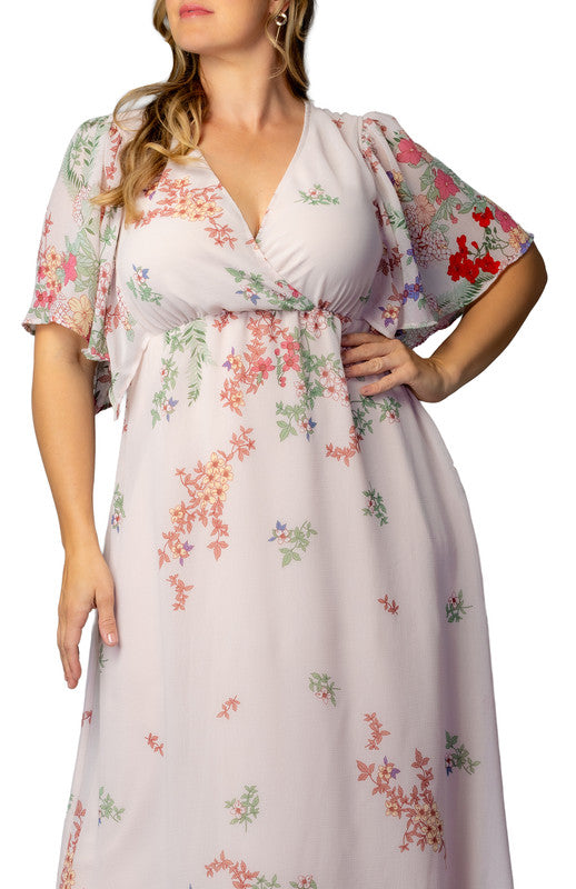Catalina Border Print Gown - Beige - Plus