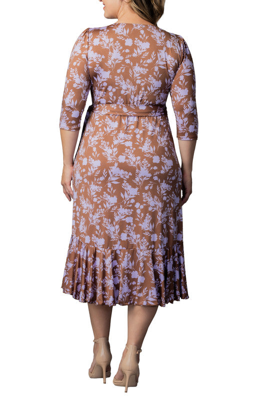 Flirty Flounce Wrap Dress - Lavender Florals - Plus