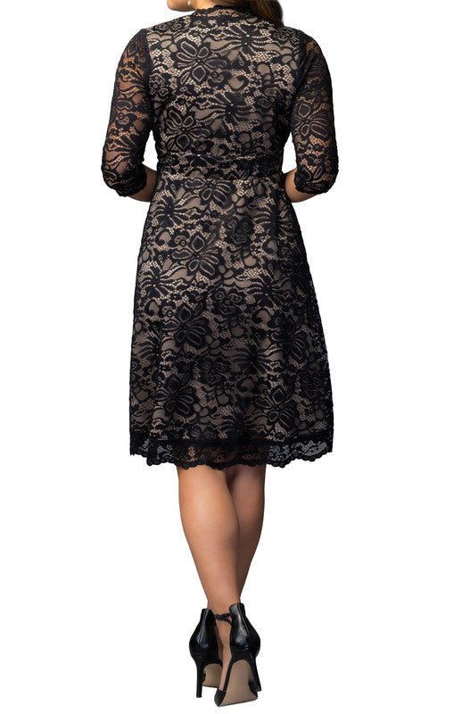 Mademoiselle Lace Cocktail Dress - Black & Nude