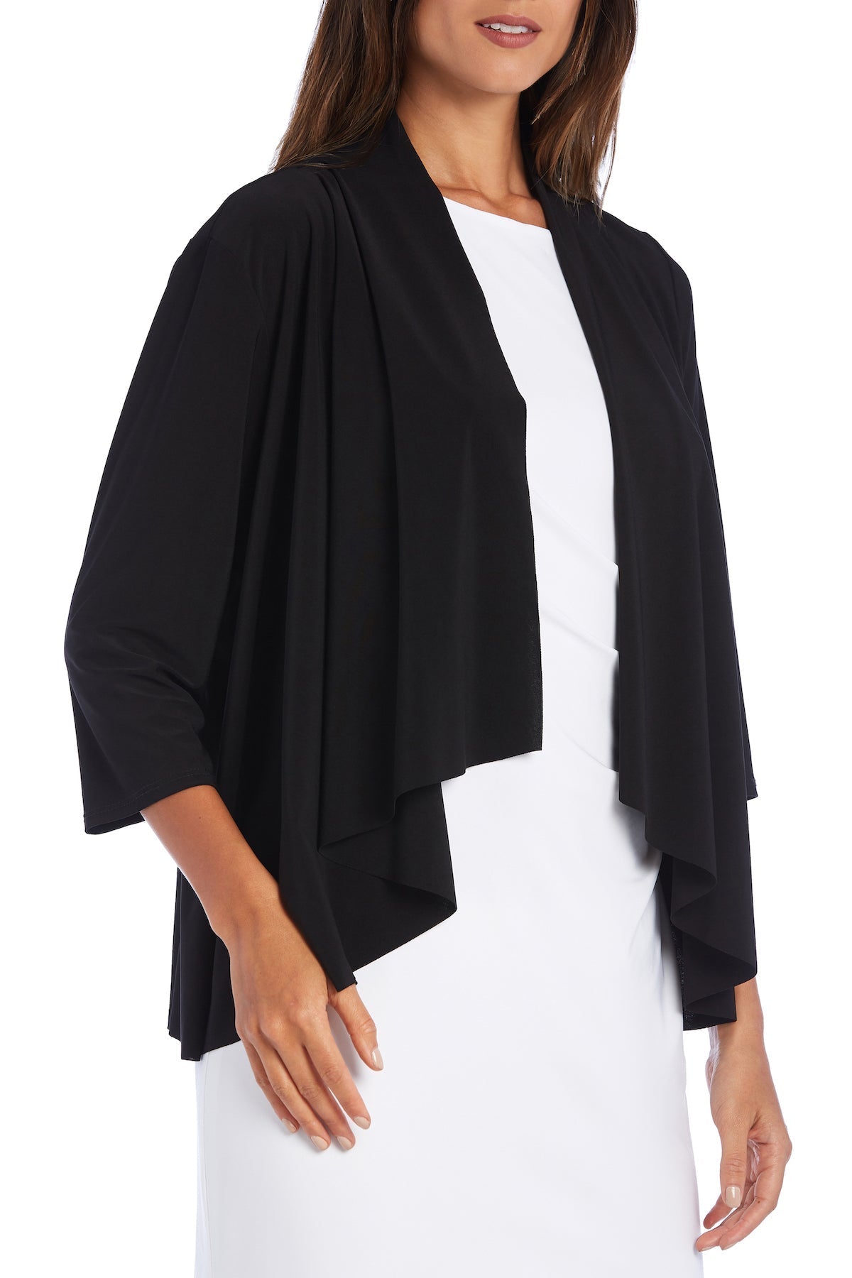 Drape Front Jersey Shrug - Black