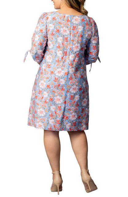 Manhattan Shift Dress - Sky Blue Blooms - Plus