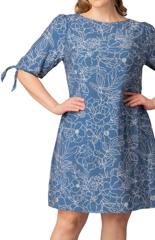 Manhattan Shift Dress - Blue Floral - Plus