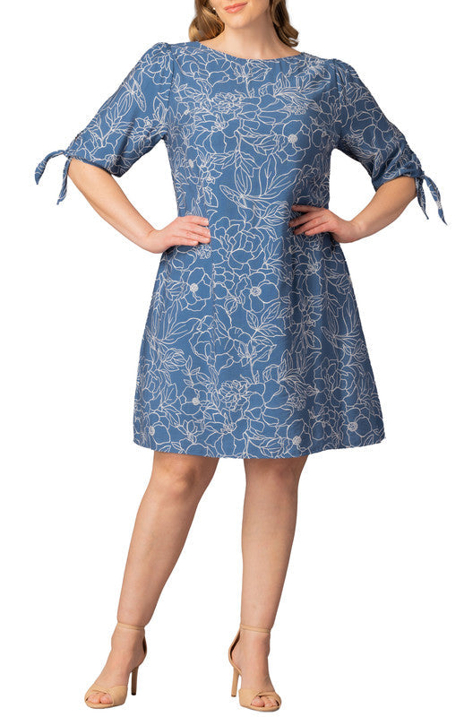 Manhattan Shift Dress - Blue Floral - Plus
