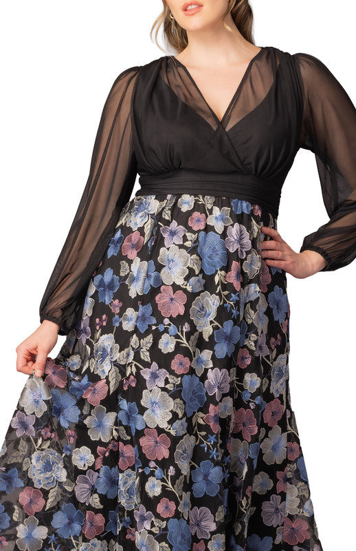 Isabella Embroidered Mesh Gown - Floral Frolic - Plus