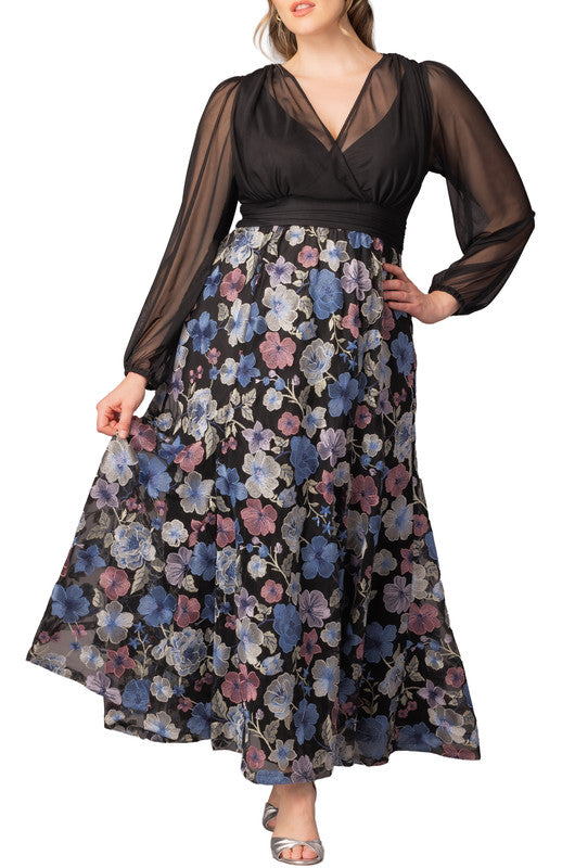 Isabella Embroidered Mesh Gown - Floral Frolic - Plus