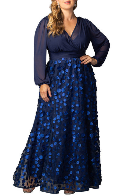 Blossoming Beauty Mesh Evening Gown - Plus