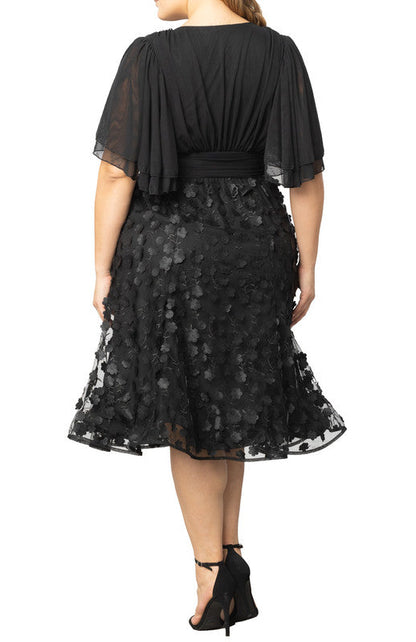 Pretty Petals Mesh Cocktail Dress - Plus