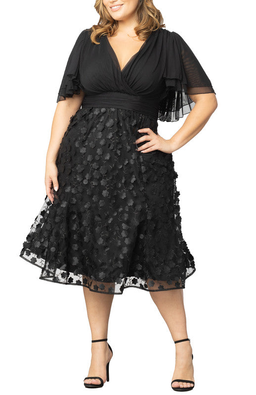 Pretty Petals Mesh Cocktail Dress - Plus