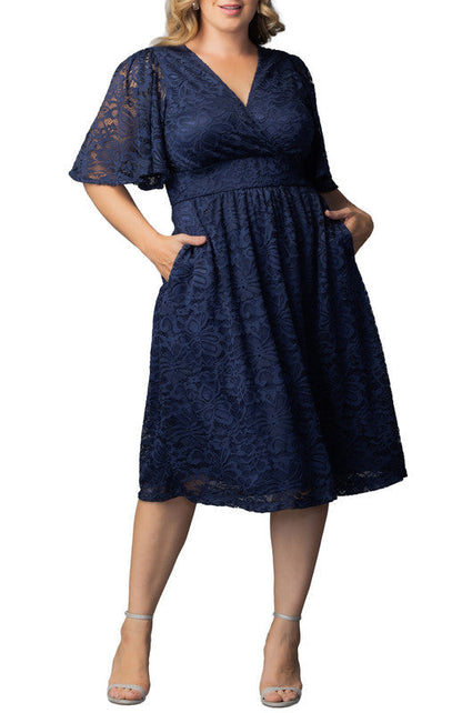 Fable Lace Cocktail Dress - Nocturnal Navy - Plus