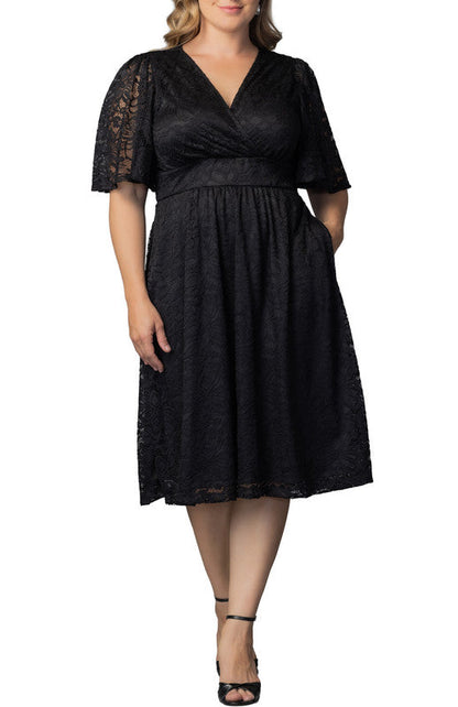 Fable Lace Cocktail Dress - Onyx - Plus
