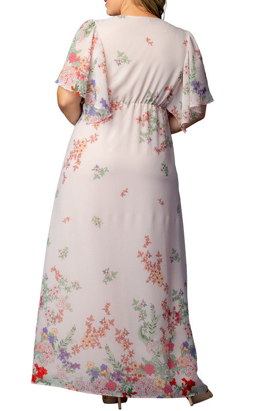 Catalina Border Print Gown - Beige - Plus