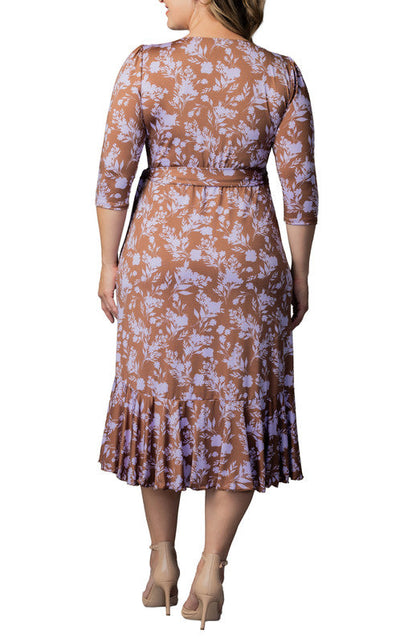 Flirty Flounce Wrap Dress - Lavender Florals - Plus