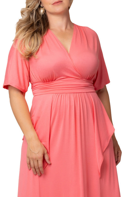 Indie Flair Maxi Dress - Coral - Plus
