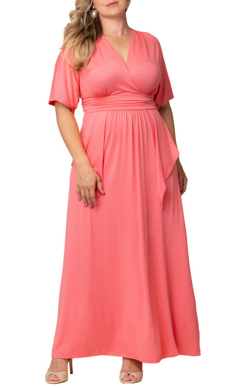 Indie Flair Maxi Dress - Coral - Plus
