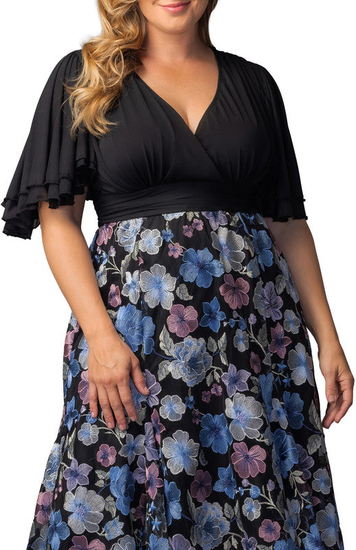 Lillian Embroidered Cocktail Dress - Floral Frolic - Plus