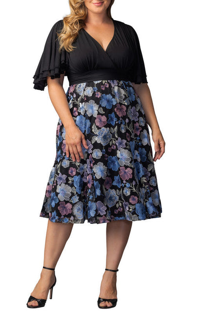 Lillian Embroidered Cocktail Dress - Floral Frolic - Plus