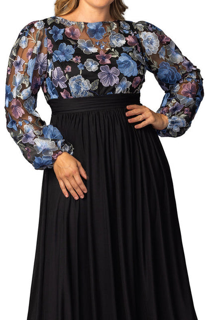 Eternal Embroidered Bodice Evening Gown Floral Frolic - Plus
