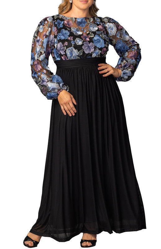 Eternal Embroidered Bodice Evening Gown Floral Frolic - Plus