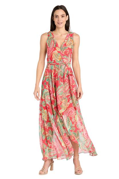 Printed Chiffon Surplice Maxi Dress