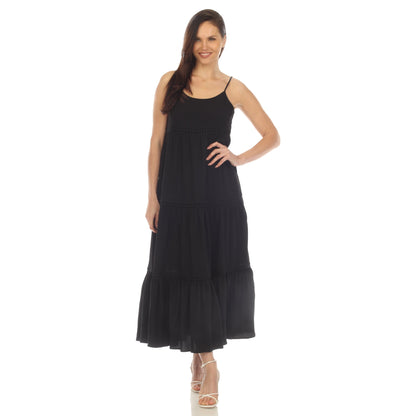 Women's Scoop Neck Tiered Maxi Dress - Plus