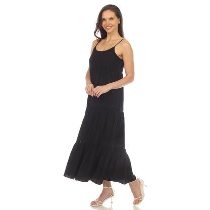 Women's Scoop Neck Tiered Maxi Dress - Plus