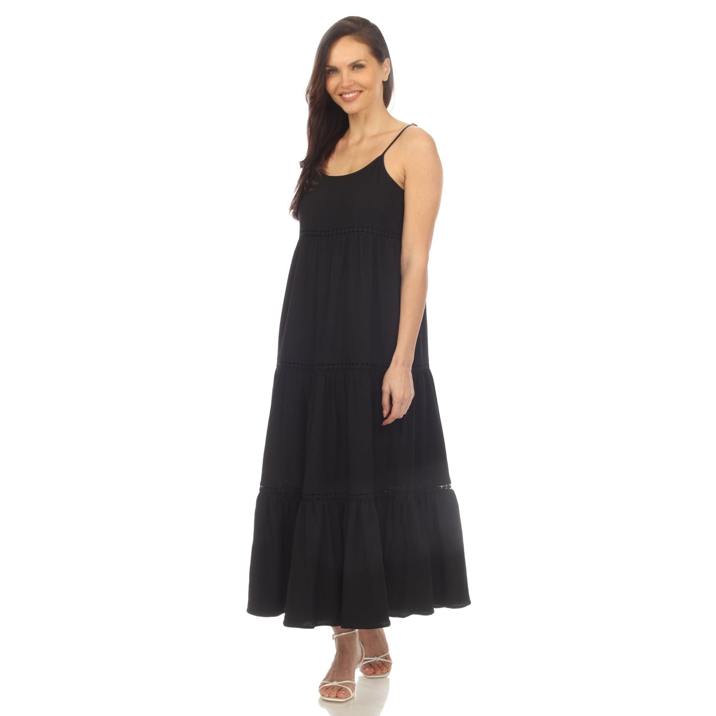 Women's Scoop Neck Tiered Maxi Dress - Plus
