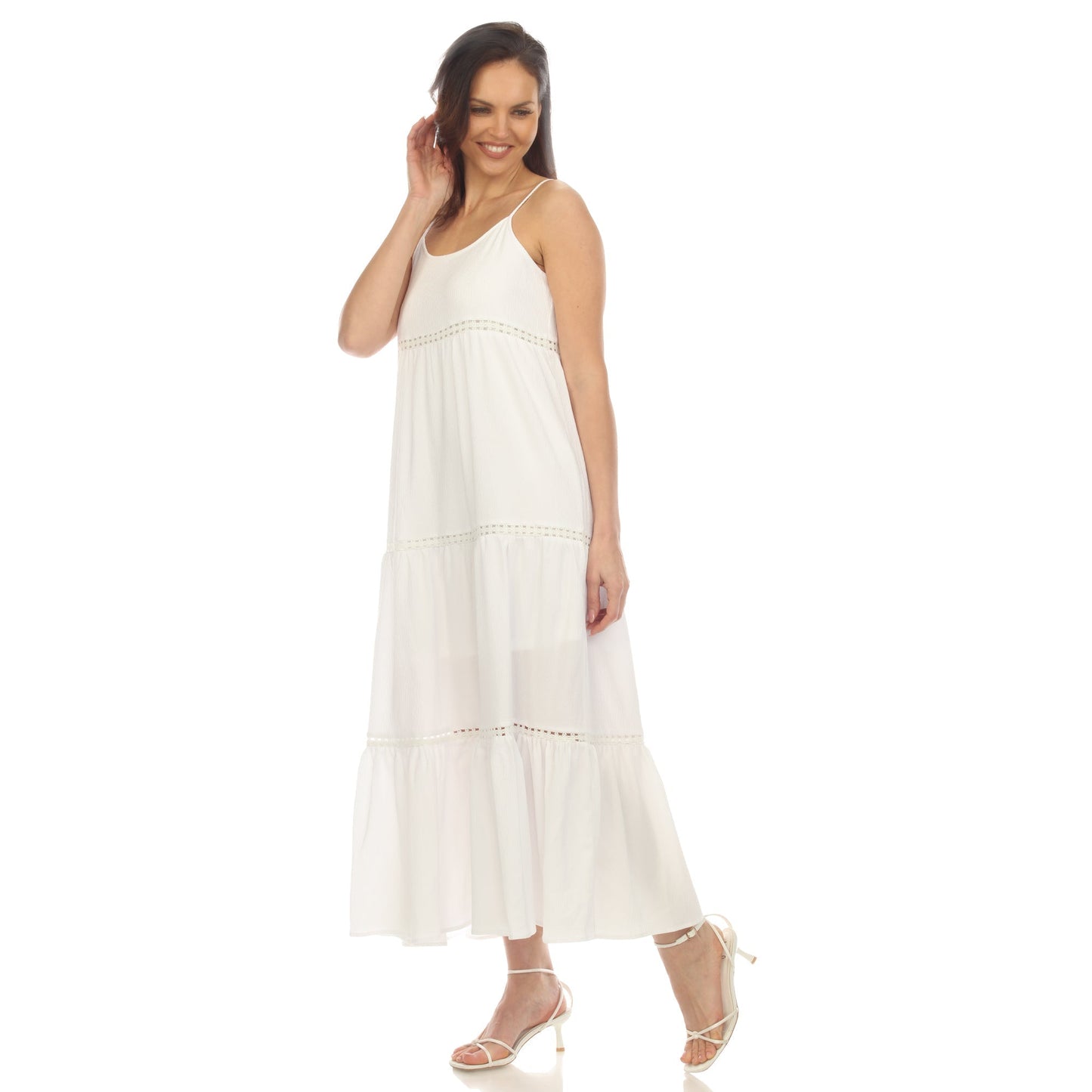 Women's Scoop Neck Tiered Maxi Dress - Plus