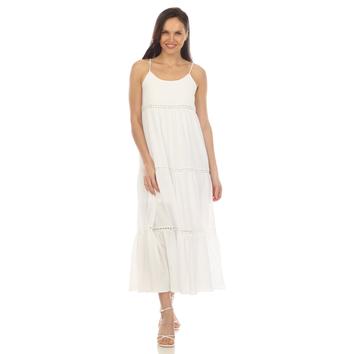 Women's Scoop Neck Tiered Maxi Dress - Plus