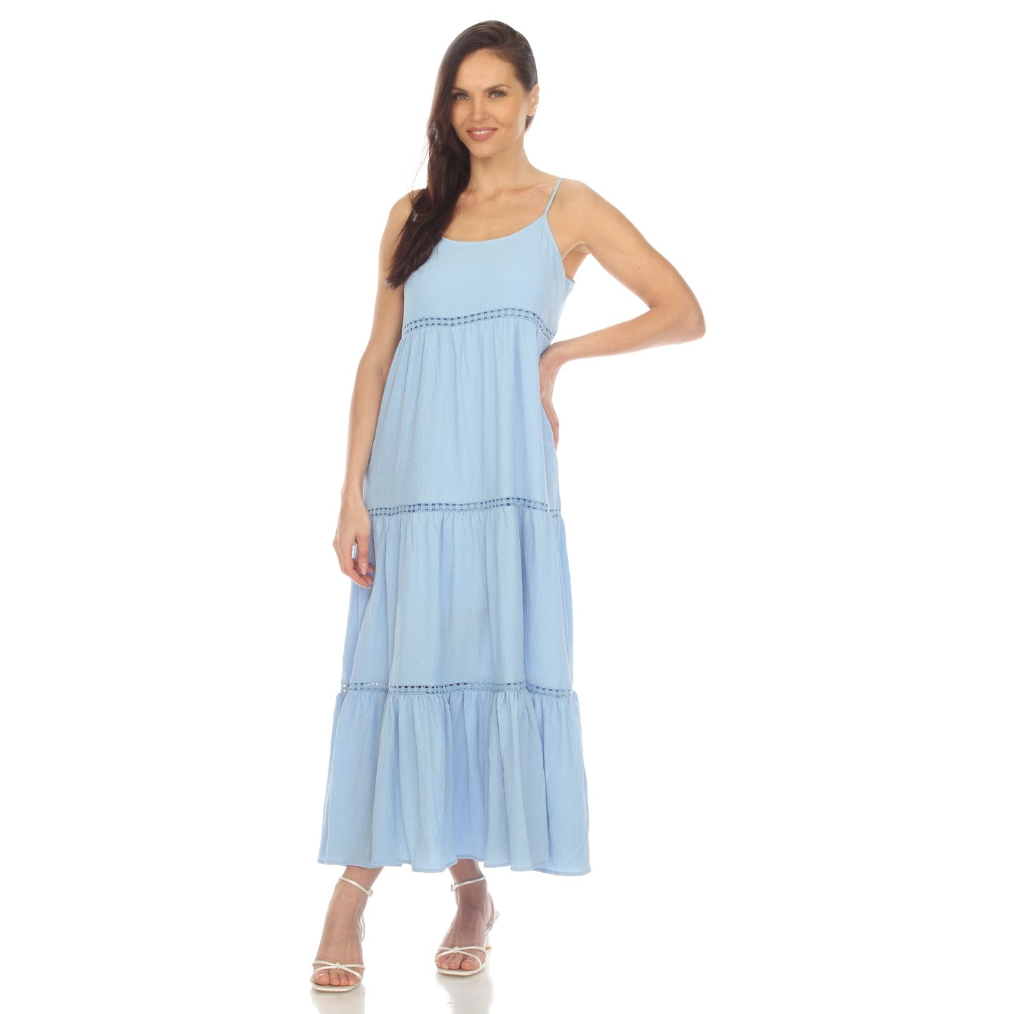 Women's Scoop Neck Tiered Maxi Dress - Plus