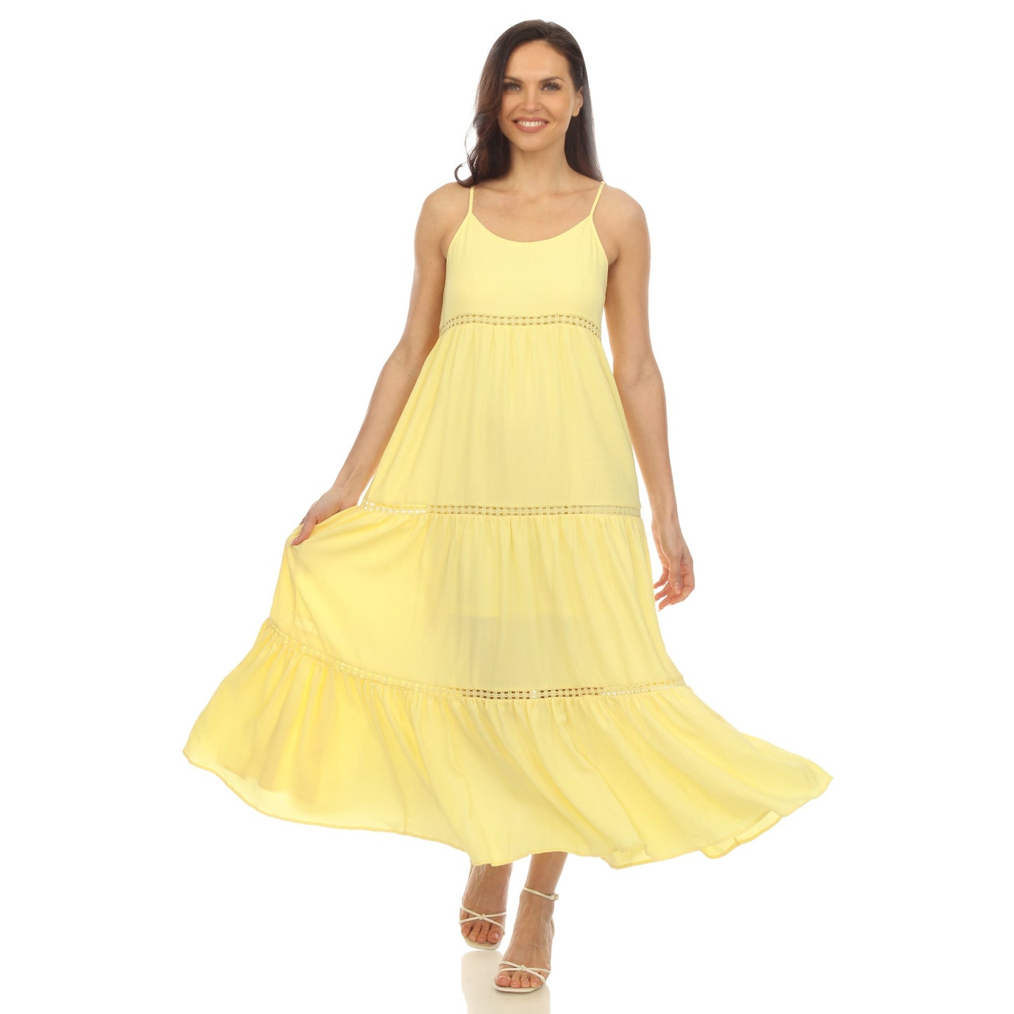 Women's Scoop Neck Tiered Maxi Dress - Plus