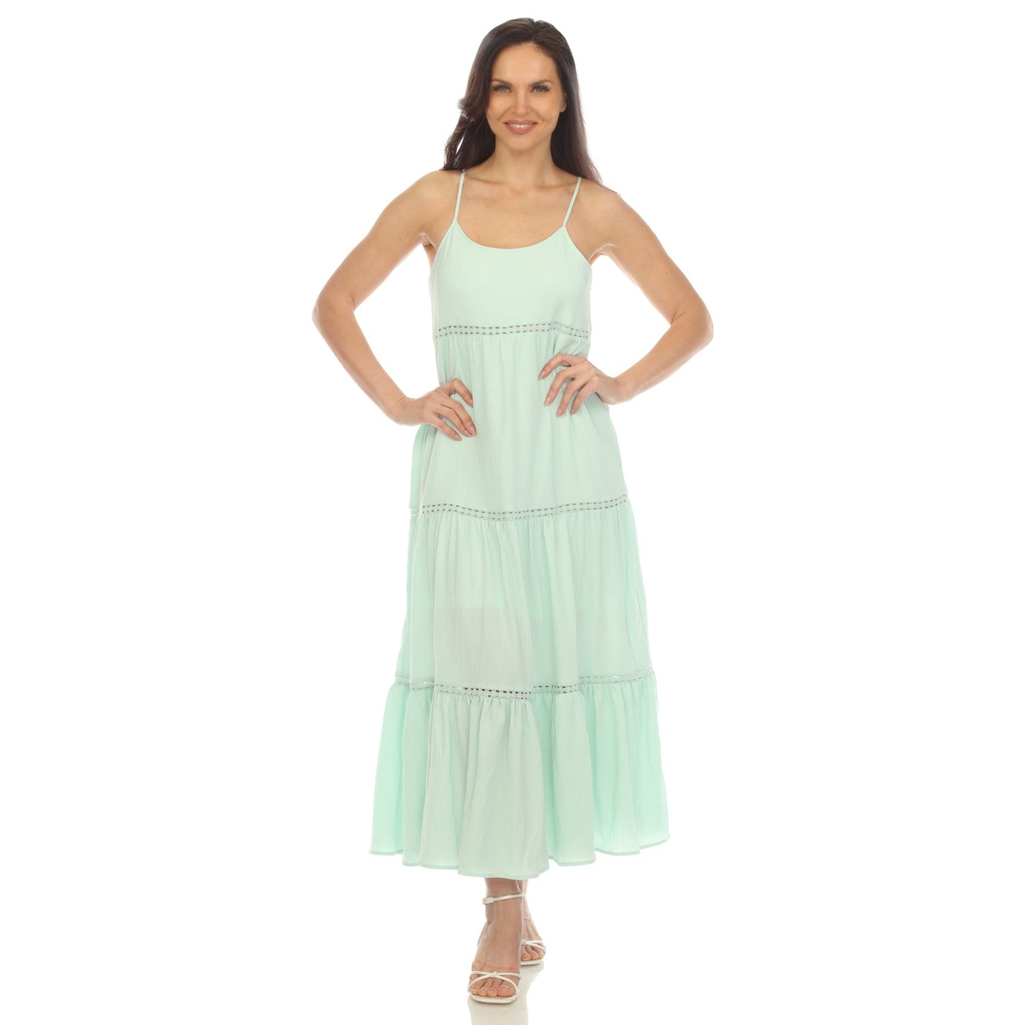 Women's Scoop Neck Tiered Maxi Dress - Plus