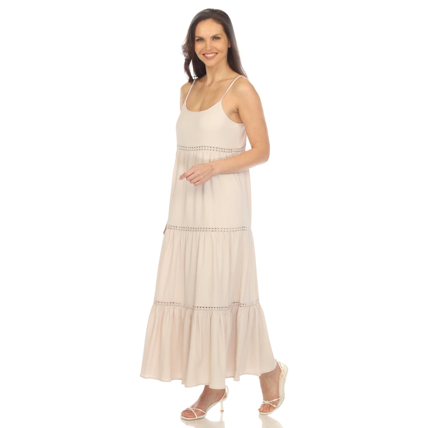 Women's Scoop Neck Tiered Maxi Dress - Plus