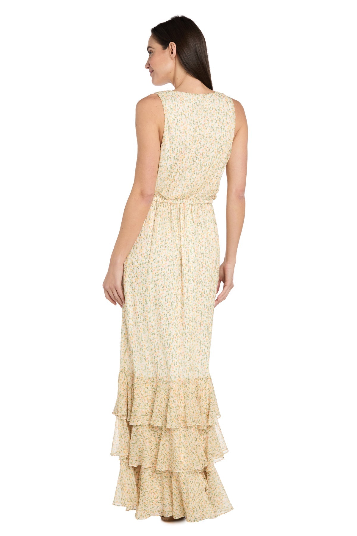 Printed Blouson Maxi Dress with Flounce Hem