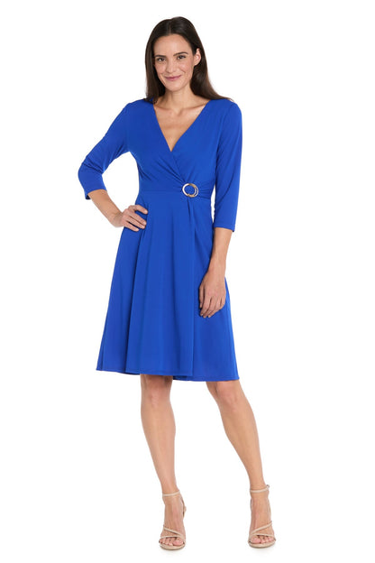 Jersey Faux Wrap with 3/4 Sleeve