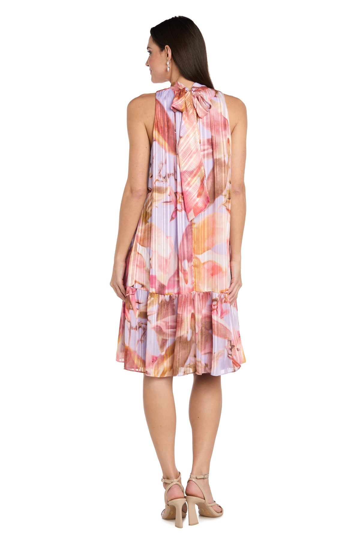 Printed Chiffon Halter Dress with Flounce