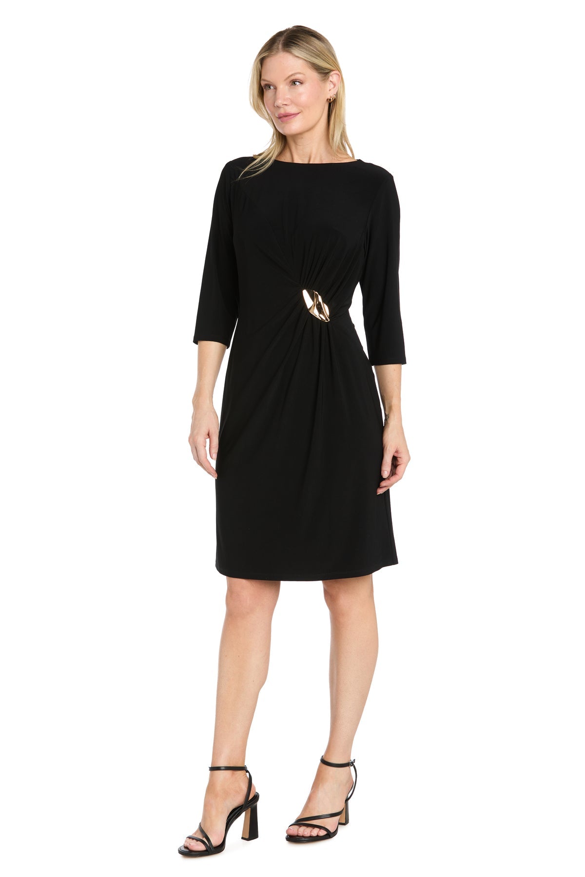 Jersey Side Draped Dress with Hardware