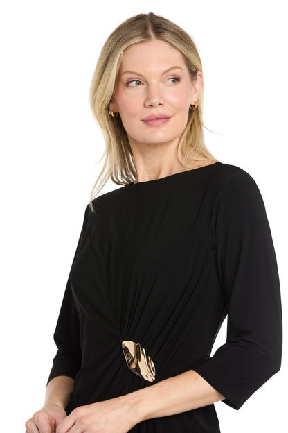 Jersey Side Draped Dress with Hardware