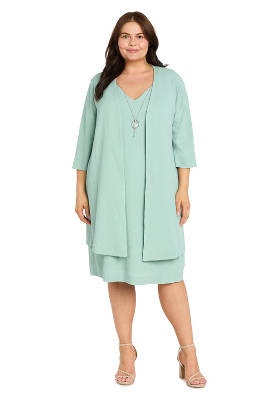 2Pc Jacket Dress with Necklace -Plus