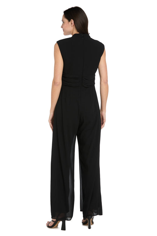 Funnel Neck Jumpsuit with Buckle - Black