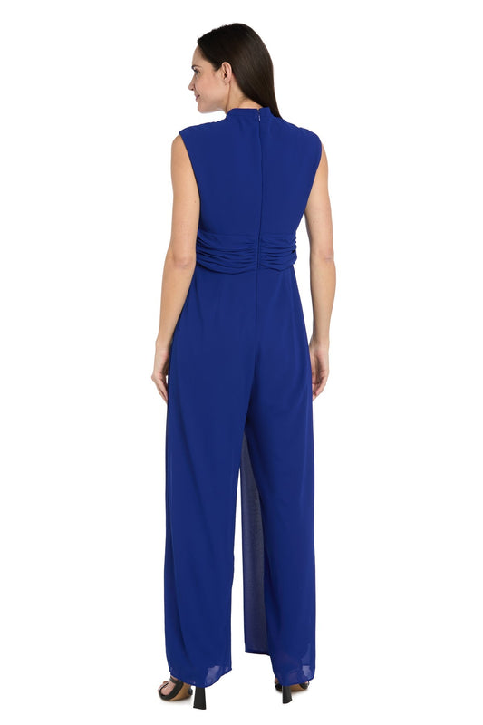 Funnel Neck Jumpsuit with Buckle - Royal