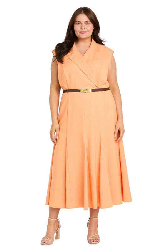Fit and Flare Shirt Dress with Belt - Plus