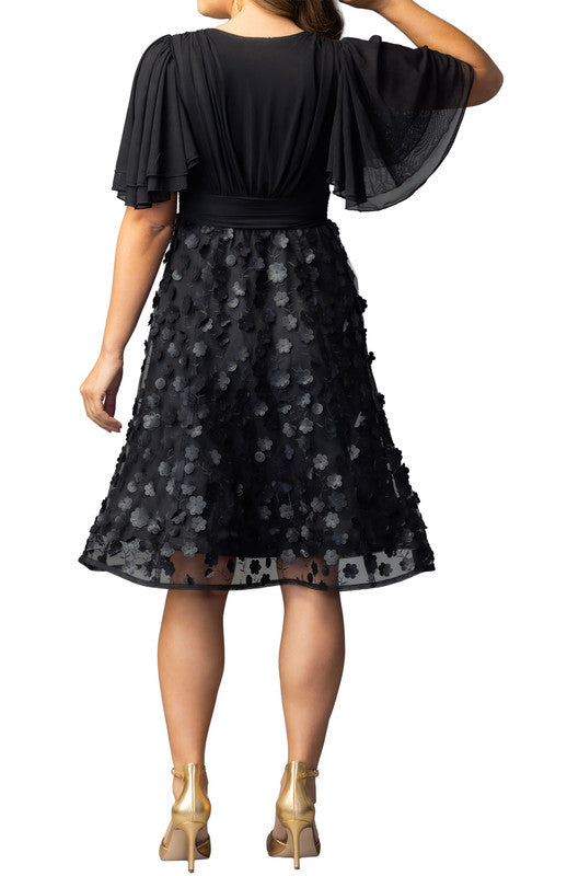 Pretty Petals Mesh Cocktail Dress - Onyx Blossoms