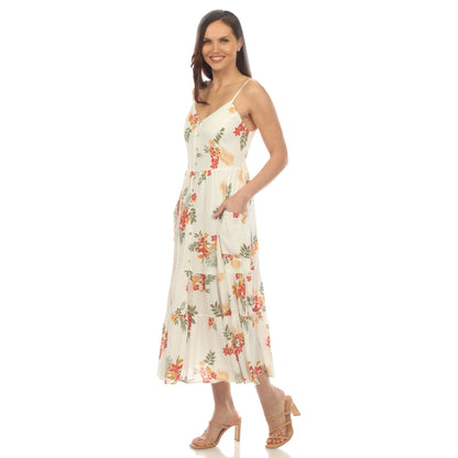 Women's V-Neck Floral Print Maxi Dress