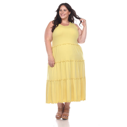 Scoop Neck Tiered Midi Dress - Plus