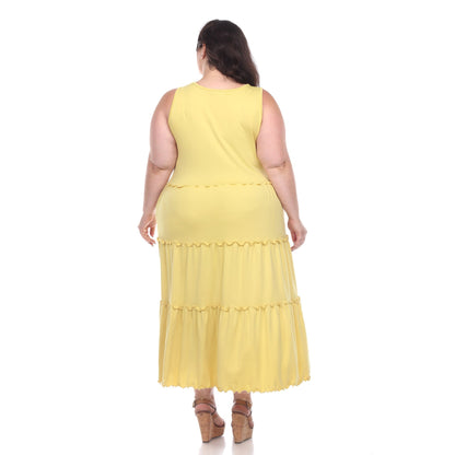 Scoop Neck Tiered Midi Dress - Plus