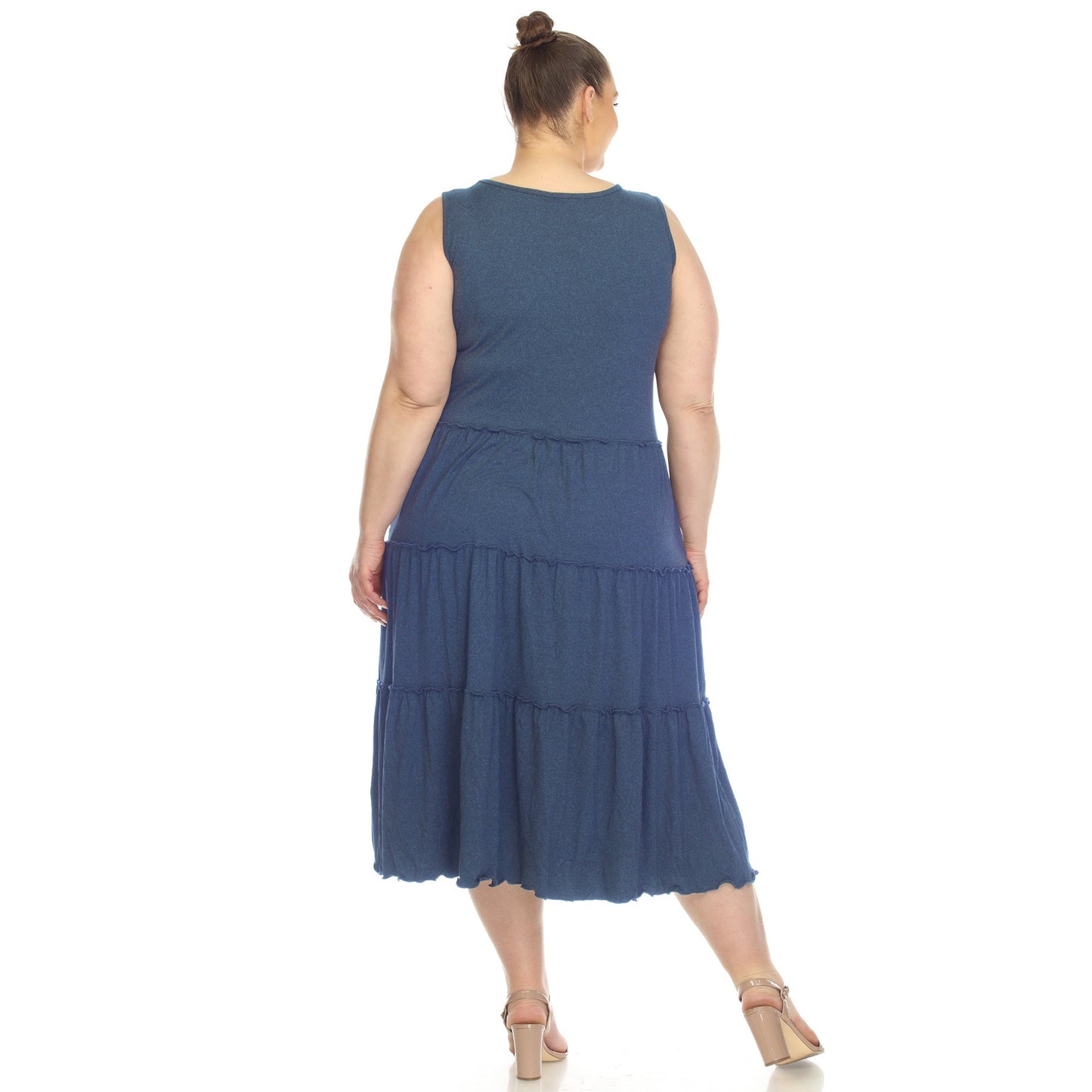 Scoop Neck Tiered Midi Dress - Plus
