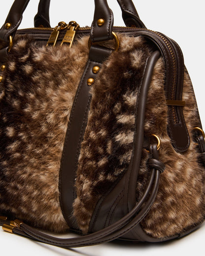 RIGGS FAUX FUR BAG CHOCOLATE